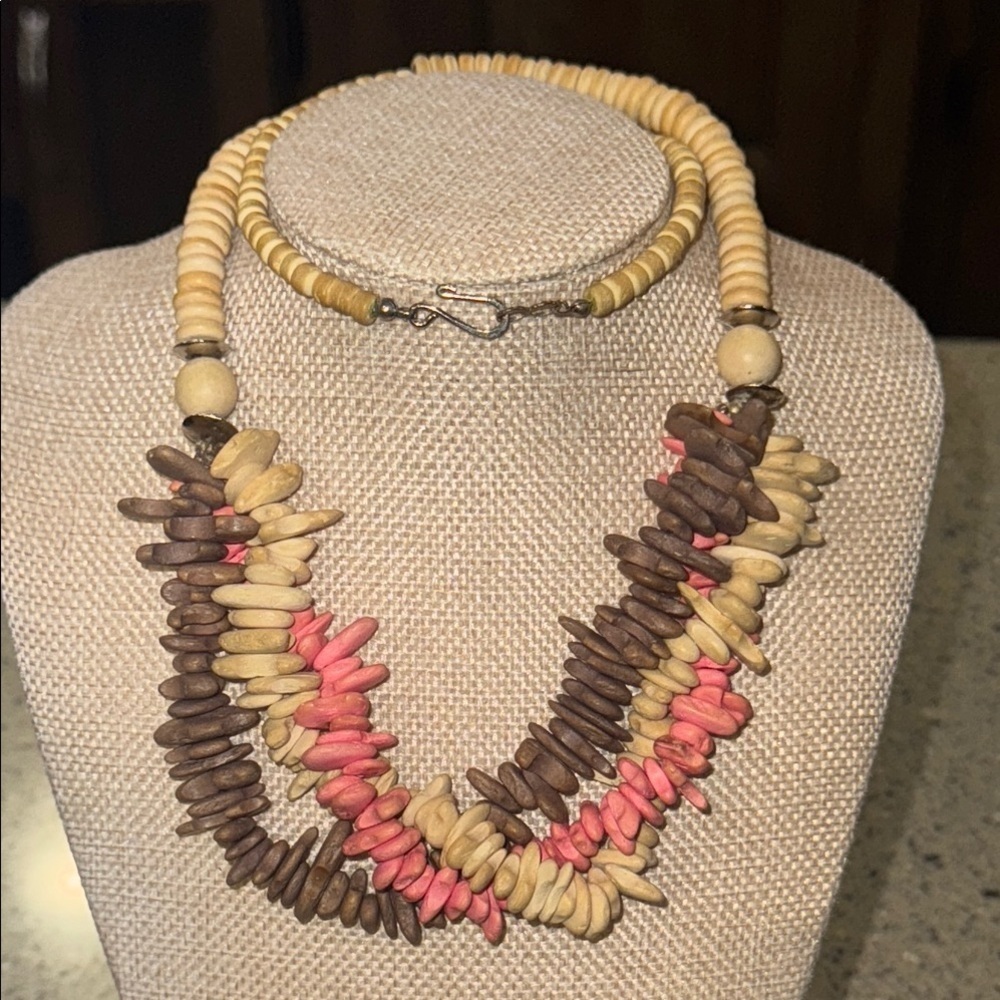 Pastel coconut palm Multicolor Beaded Necklace